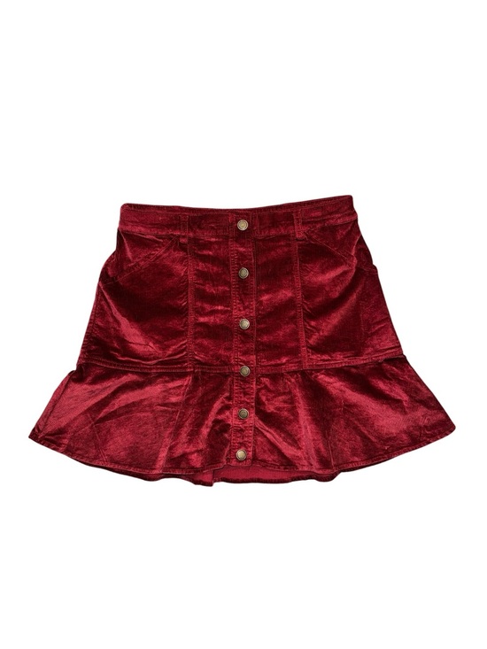 Draper James Dresses & Skirts - Draper James size 12 Corduroy Button-Front burgundy Ruffled Mini Skirt